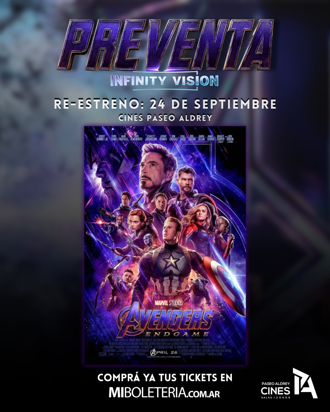 PREVENTA INFINITY VISION - RE-ESTRENO: AVENGERS ENDGAME